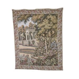 "Temple in the Gardens" Villa d'Este,Lake Como,Italy-floral Border Tapestry